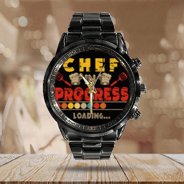 Discover vintages Chef In Progress Loading Costume Funny Future Chef Calendar Steel Band Watch