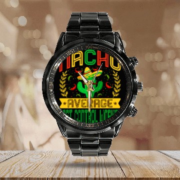 Discover Funny Nacho Average Pest Control Worker Mexican Cactus Calendar Steel Band Watch