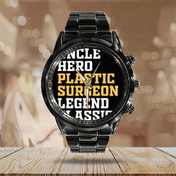 Discover Uncle Plastic Surgeon Surgery Expert Doctor Graphic Calendar Steel Band Watch