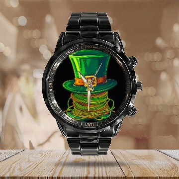 Discover Wires And Cylinder Design St  Patricks Lineman Zip Calendar Steel Band Watch