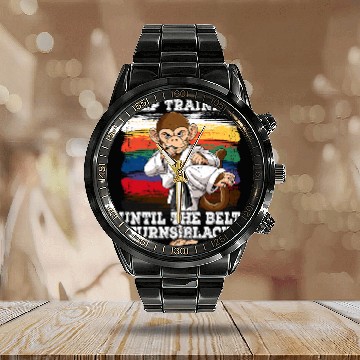 Discover Karate Keep Training Until The Belt Turns Black 1 Calendar Steel Band Watch