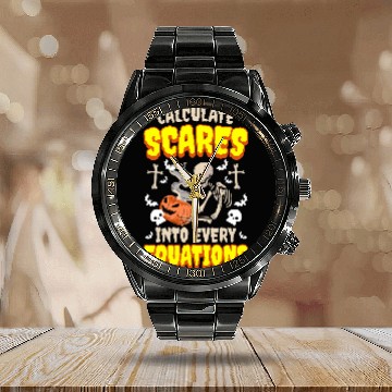 Discover Calculate Scares Into Every Equations Hallowen Math Calendar Steel Band Watch