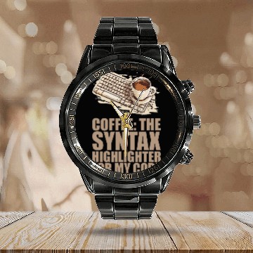 Discover caffeines Coder Software Developer Engineer Coffee Programmer 4 Calendar Steel Band Watch