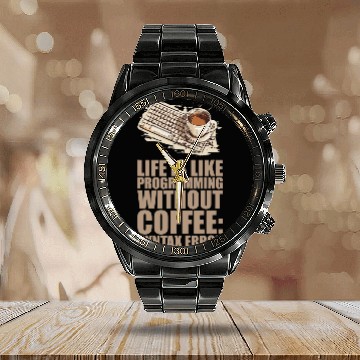 Discover caffeines Coder Software Developer Engineer Coffee Programmer 35 Calendar Steel Band Watch