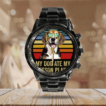 Discover My Dog Ate My Lesson Plans Beagle Teacher Baseball Tees Calendar Steel Band Watch