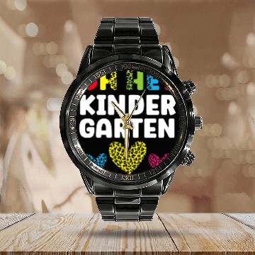Discover Kindergarten Back to School Kinder Student Teacher Baseball Tees Calendar Steel Band Watch