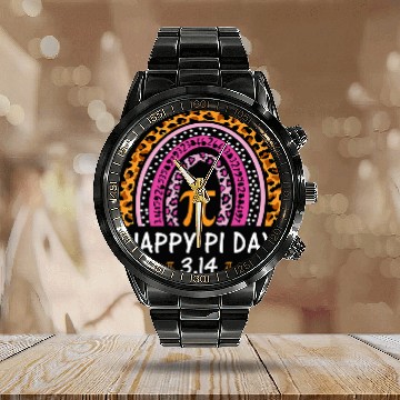 Discover Happy Pi Day 314 Math Teacher Student Gift Leopard Rainbow Baseball Tees Calendar Steel Band Watch
