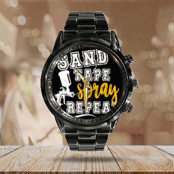 Discover Auto Body Painter Sand Tape Spray Repeat Automotive Paint Calendar Steel Band Watch