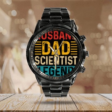 Discover Husband Dad Scientist Legend vintages Fathers Day Calendar Steel Band Watch