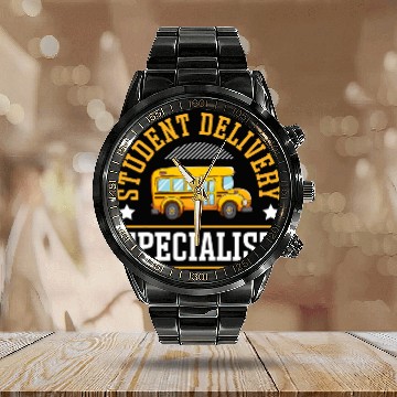 Discover Funny Student Delivery Specialist School Bus Driver Baseball Tees Calendar Steel Band Watch