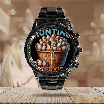 Discover Egg Hunt supervisor Hunting Season Funny Easter Day Calendar Steel Band Watch