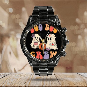 Discover Halloween Boo Boo Crew nurses ghosts Scared Mummy Baseball Tees Calendar Steel Band Watch