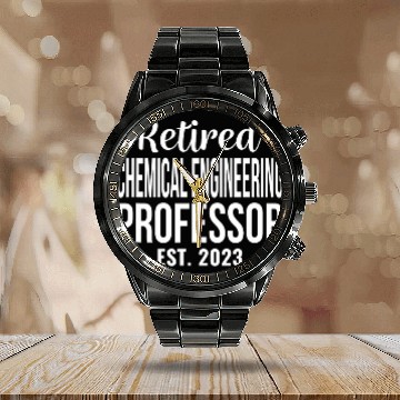 Discover Retired chemicals Engineering Professor Retirement Zip Calendar Steel Band Watch
