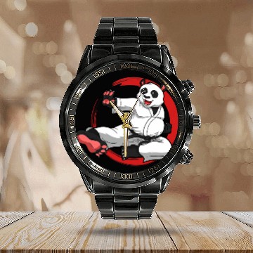 Discover Karate Panda Bear Lover Karateka Trainee Instructor Calendar Steel Band Watch