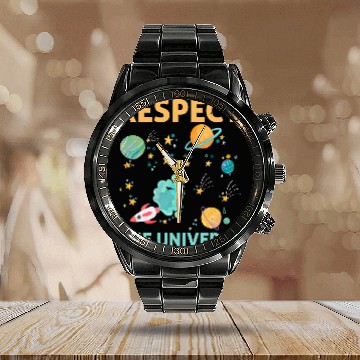 Discover Respect The Universe I Astronomy Baseball Tees Calendar Steel Band Watch