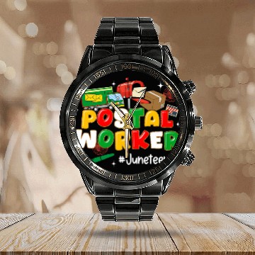 Discover African Postal Worker Juneteenth Emancipation Day 1865 Vibes Zip Calendar Steel Band Watch