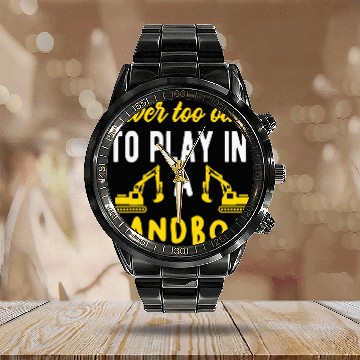 Discover Construction Crew Highway Worker Excavator Digger 4 Calendar Steel Band Watch