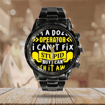 Discover Construction Crew Highway Worker Excavator Digger Calendar Steel Band Watch