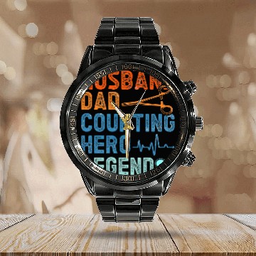 Discover husband dad counting hero legend surgical doctors Calendar Steel Band Watch