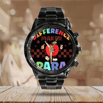 Discover Difference Maker Para Paraprofessional Apple Teacher Retro Calendar Steel Band Watch