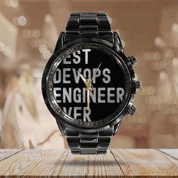 Discover bests DevOps Engineer Ever funny computer science coding dev Calendar Steel Band Watch