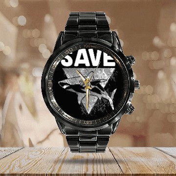 Discover Save Sharks stop finning shark Calendar Steel Band Watch