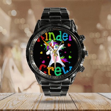 Discover Kinder Crew Unicorns Funny Back To School Calendar Steel Band Watch