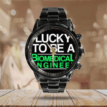 Discover Biomedicals Engineer Lucky Funny Engineering 1 Baseball Tees Calendar Steel Band Watch