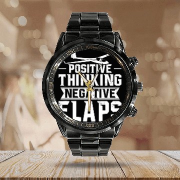 Discover Mens Positive Thinking Negative Flaps Gliding Glider Pilot Baseball Tees Calendar Steel Band Watch