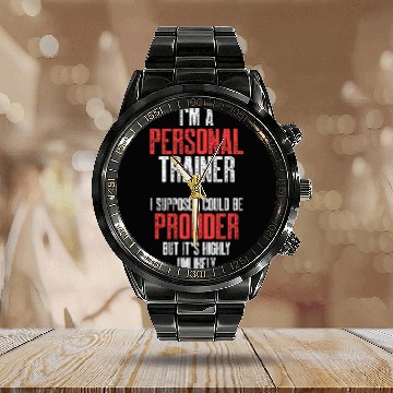 Discover Personal Trainer Gym Coachs Wellness Coaching 212 Zip Calendar Steel Band Watch