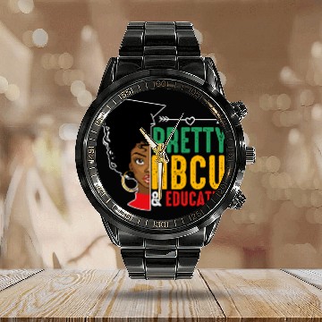 Discover HBCU College Student Pretty HBCU Educated Baseball Tees Calendar Steel Band Watch