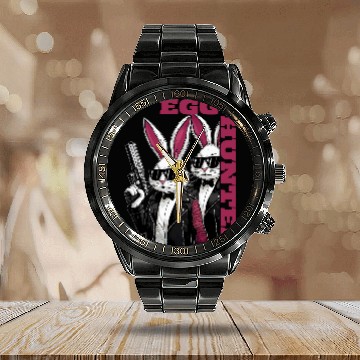 Discover Egg Hunt Supervisor Egg Hunting Party Mom Dad guns Easter Calendar Steel Band Watch
