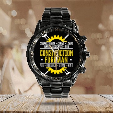 Discover Construction Excavator Job Foreman Construction Worker 1 Baseball Tees Calendar Steel Band Watch