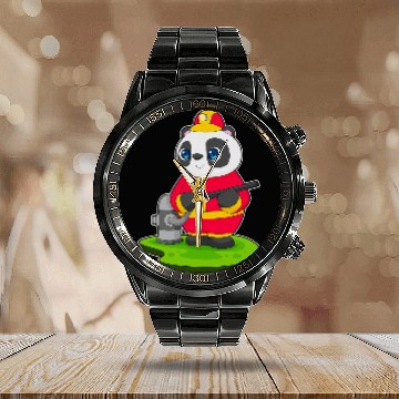 Discover Panda Firefighter Fires hose Fires department Calendar Steel Band Watch