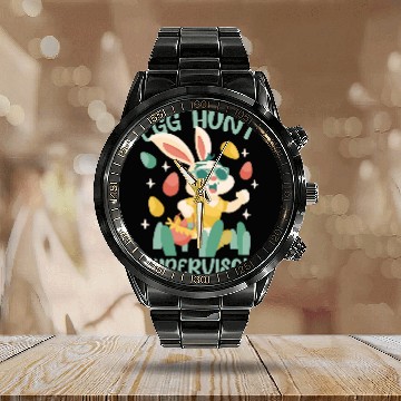 Discover Egg Hunt Supervisor Calendar Steel Band Watch