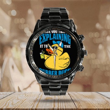 Discover Have You Tried Explaining It To The Rubber Duck 1 Calendar Steel Band Watch