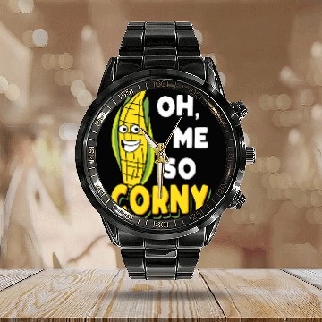 Discover Oh Me So Corny Cornhole Cornwall Farm Funny Farmer Calendar Steel Band Watch