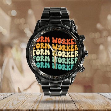 Discover Groovy Form Worker Job Title Zip Calendar Steel Band Watch