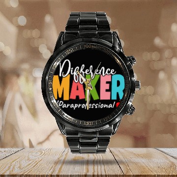 Discover Difference Maker Paraprofessional Funny Teacher Aide Calendar Steel Band Watch