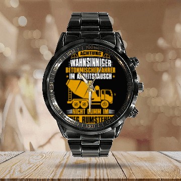 Discover Concrete mixer construction building construction worker 7 Calendar Steel Band Watch