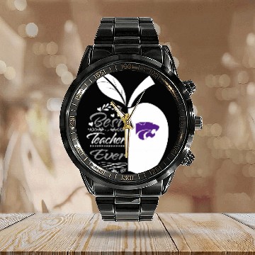 Discover Kansas State Wildcats Teacher Ever Half Apple Calendar Steel Band Watch
