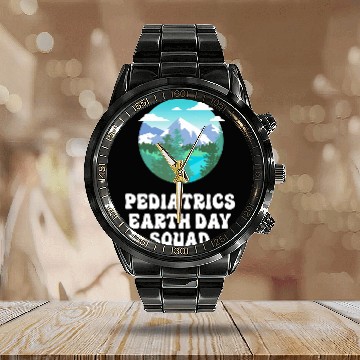 Discover Pediatrics nurses Earth Day Squad Calendar Steel Band Watch