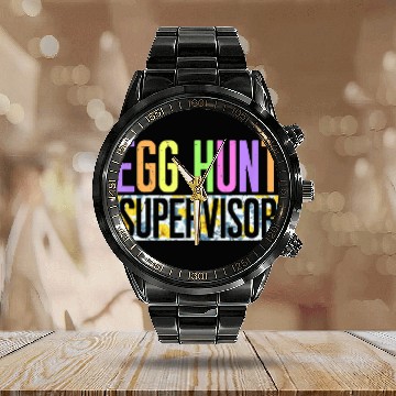 Discover Easter Egg Hunting Supervisor parents Calendar Steel Band Watch