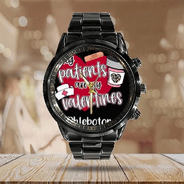 Discover My Patients Are My Valentines Phlebotomist nurses Love Baseball Tees Calendar Steel Band Watch