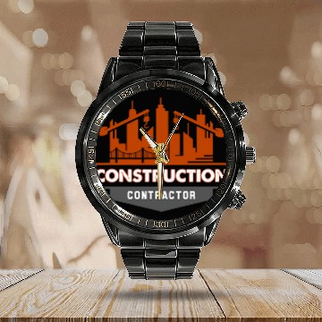 Discover Construction Crew Highway Worker Road Safety Contractor Calendar Steel Band Watch