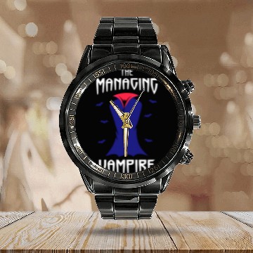 Discover The Managing Vampire Halloween Boss Trick or Treat Manager Calendar Steel Band Watch