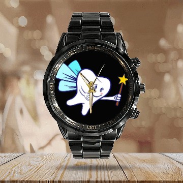 Discover Oral Dental Tooth Fairy Magic Dentistry Calendar Steel Band Watch Calendar Steel Band Watch