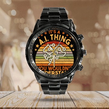 Discover Its a AI Thing artificial life robot computer science Calendar Steel Band Watch