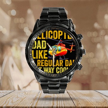 Discover Helicopter Pilot Dad Flight Mechanic Fathers Day Calendar Steel Band Watch