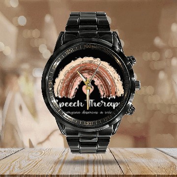 Discover Retro Speech Therapy Speech Language Pathologist Therapist 7 Calendar Steel Band Watch